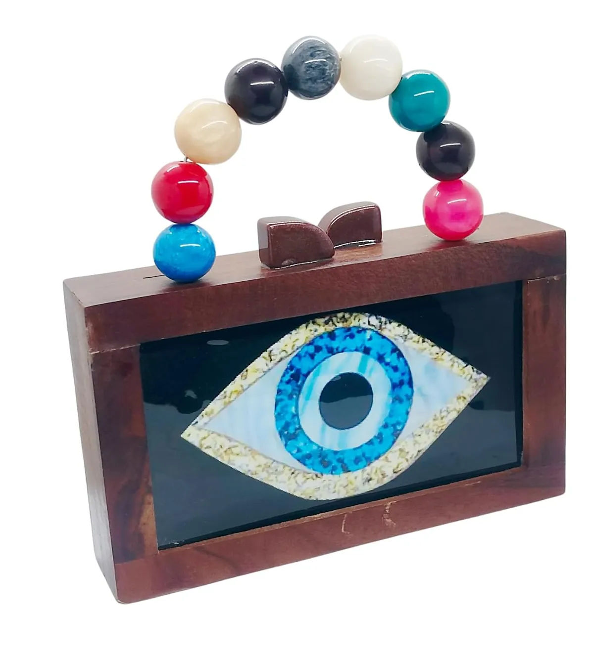 Avani Brown Wooden Slim Rectangular Clutch Bag